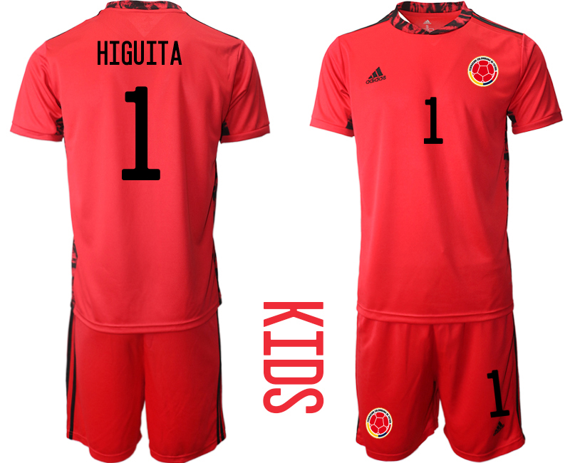 Youth 2020-2021 Season National team Colombia goalkeeper red #1 Soccer Jersey1->colombia jersey->Soccer Country Jersey